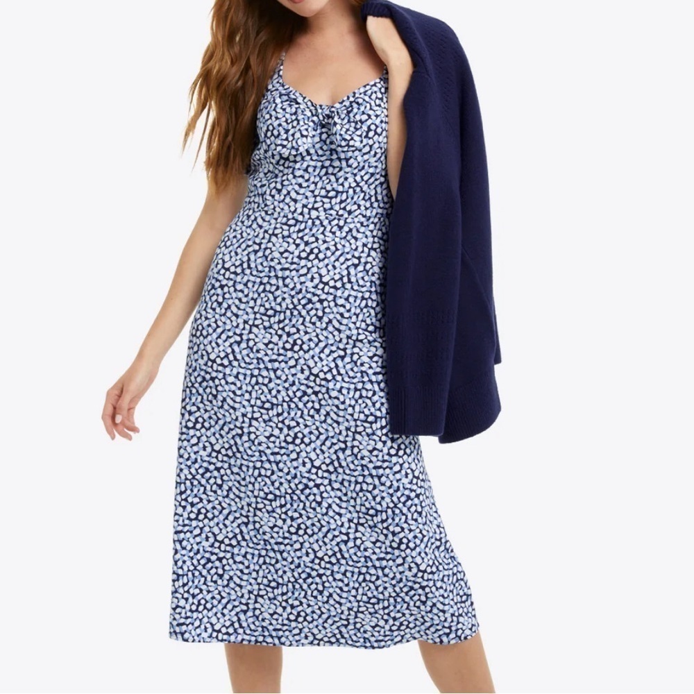Draper James Navy Geometric Square Patsy Midi Dress Size 4